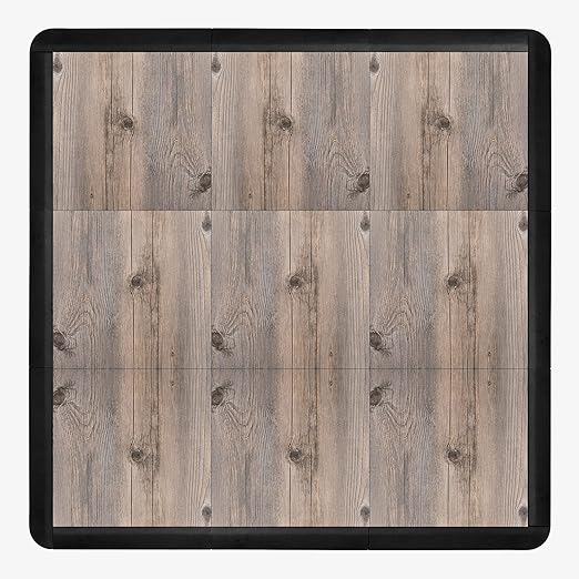 IncStores 3/8" Thick Snap Together Dance Flooring | 12"x12" Printed Vinyl Dance Floor for Practice & Performance | Barnwood | 20 Tile Pack
