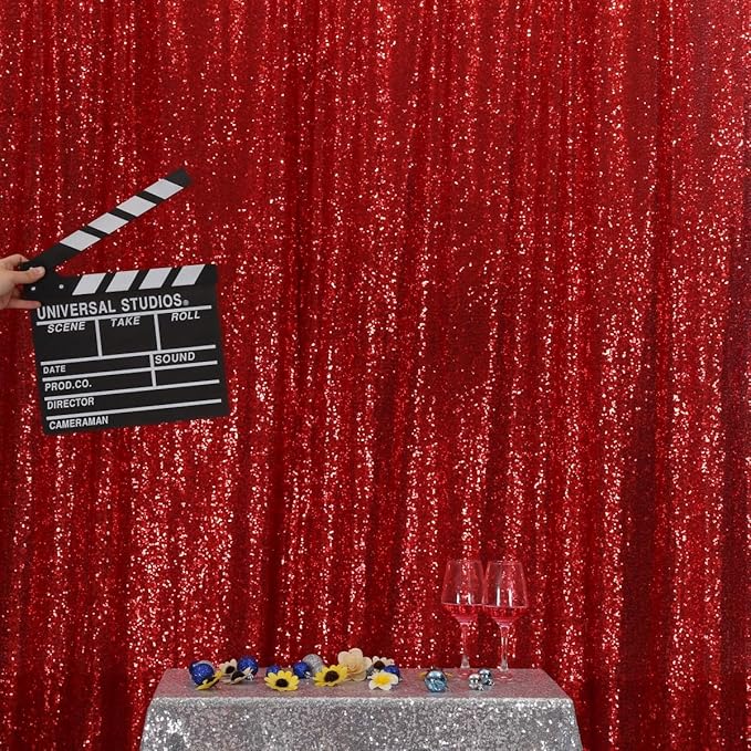 Poise3EHome Red Sequin Backdrop,5FT x 7FT Glitter Photography Background for Party Decoration