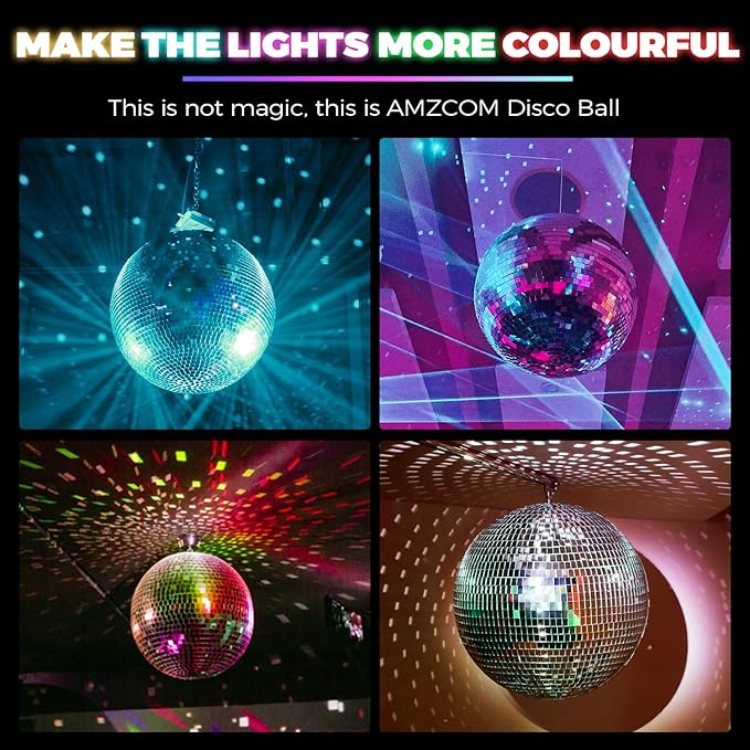 16inch Large Mirror Disco Ball - Hanging Big Disco Ball for Party Decorations, DJ Clubs, Weddings, Bars, Holiday Events, and Stage Decor with 15pcs Replacement Mirrors