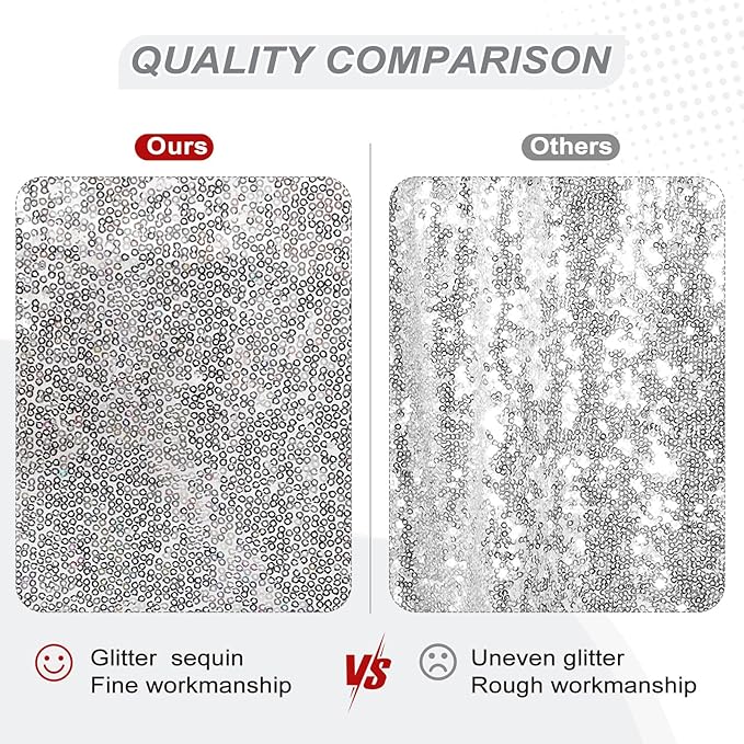 PartyDelight Sequin Backdrop Silver 6Ft x 8Ft Photograph Wedding Curtain Special Events