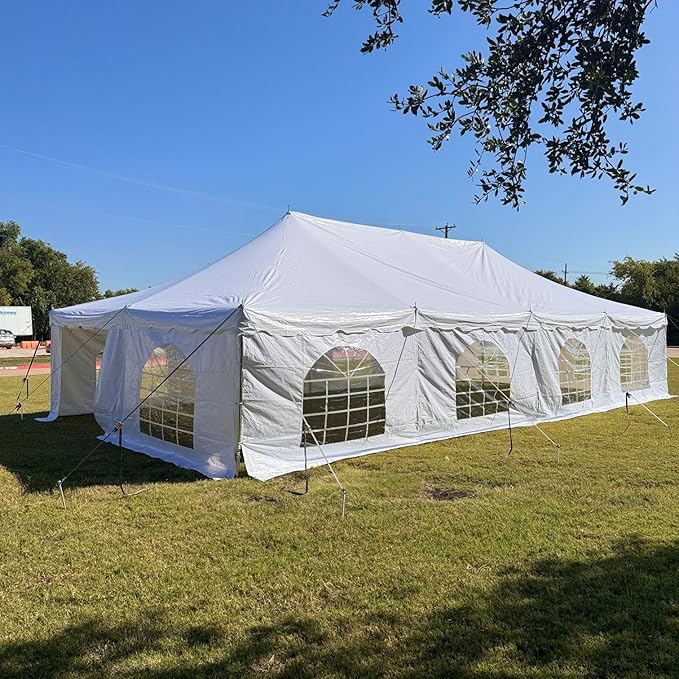 40'x20' PVC Pole Party Tent with Storage Bags, Tents for Parties, Fire Retardant (FR), Heavy Duty Wedding Tent Canopy, Outdoor Commercial Event Tents, Waterproof Top