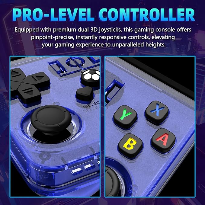 R36MAX Retro Handheld Game Console,64GB Open Source System Support 30+ Emulator Console,4.0 Inch IPS Screen Retro Gaming Console,4000mAh Battery,Portable Video Game Console for Christmas (Blue)