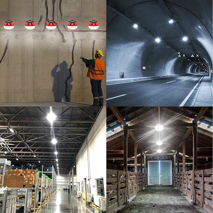 200FT LED Construction String Lights Temporary Lighting 20000LM Outdoor Construction Temporary Work Lights Super Bright,20 Medium Base Sockets Linkable Job Site Lighting Led Work Lights