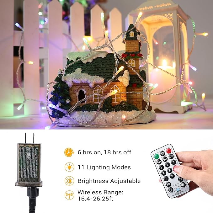 BrizLabs Christmas Lights, 180ft 500 LED Color Changing String Lights, 11 Modes Warm White & Multicolor Christmas Tree Lights with Remote, Dimmable Christmas Lights String Clear Wire for Xmas Decor