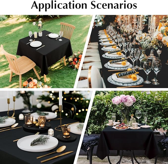 2 Pack Small Square Table Cloth 36X36 Inch Black Washable Fabric Tablecloth Polyester Solid Table Cover for Night Stand End Table Side Table Outdoor Indoor