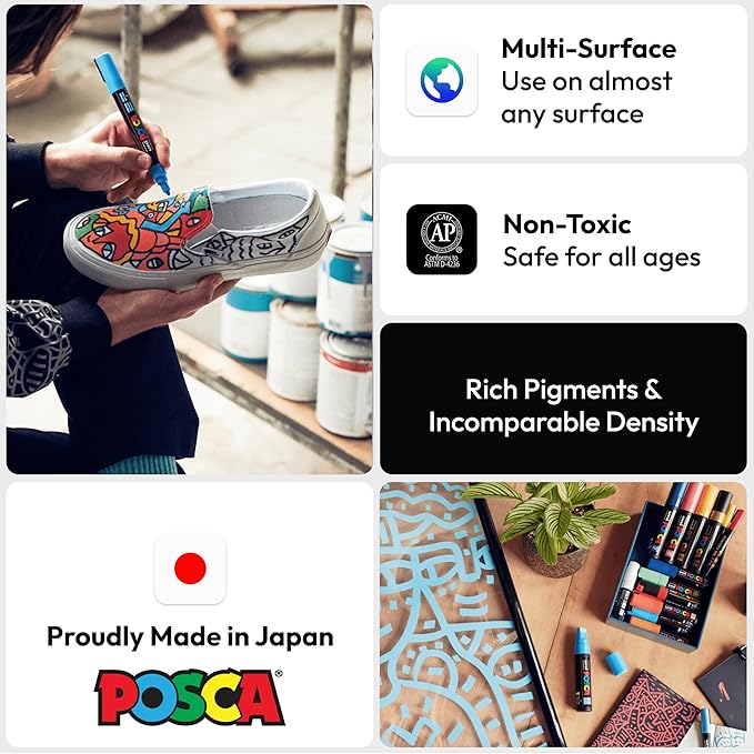 Posca Paint Marker PC-5M Medium Bullet Standard Colors Set of 16 Art Markers