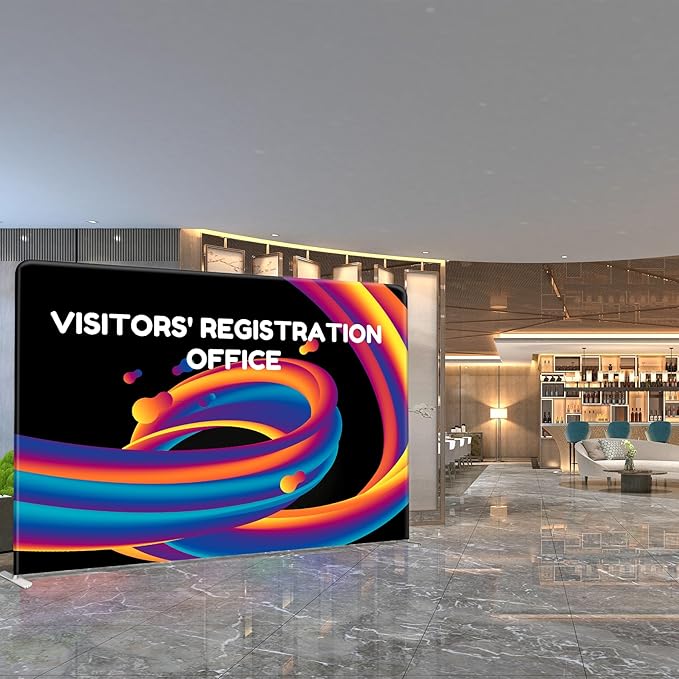 Custom Stand Backdrop with Aluminum Stand, 7.5x10ft Commercial Tension Fabric Banner, Single-Sided Printing for Trade Show, Weddings, Party, Business
