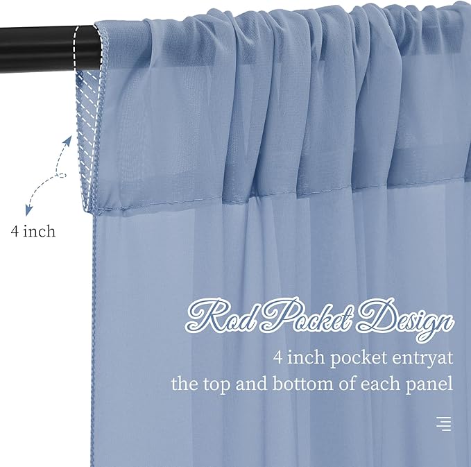 fani 6 Panels Dusty Blue Wedding Ceiling Drapes 5ftx30ft Ceiling Drapes Chiffon Fabric Arch Draping Sheer Curtains Soft Drapery Draping Wedding Ceiling Decorations for Party Ceremony Stage Swag