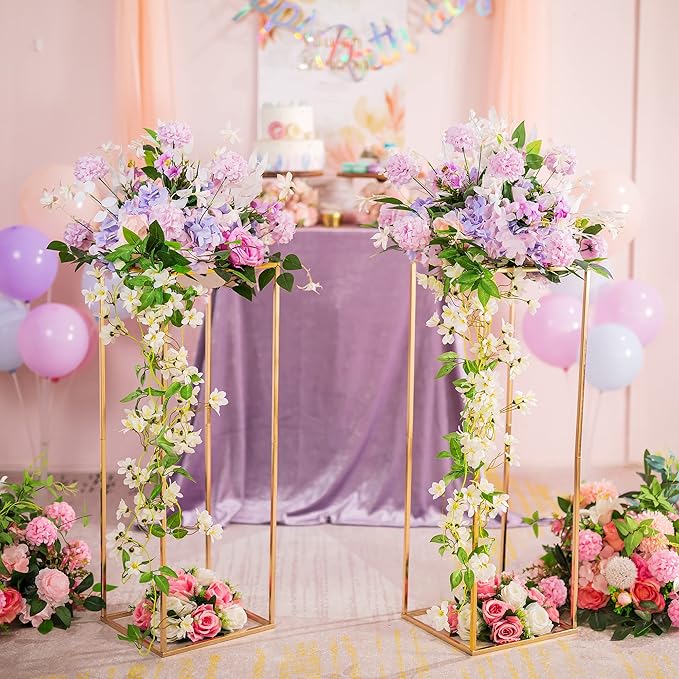 Gold Flower Stand for Table: 31.5” Tall Centerpiece Stand for Wedding Table Reception Floral Center Pieces with Home Decoration Party Event 10 PCS
