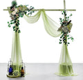 VDS Pack of 4 Panel (30 Inch X 20 Feet) Wedding Arch Draping Fabric Sheer Chiffon Fabric Drapery for Wedding Ceremony Reception Swag Backdrop Canopy Chuppah ARBO Altars Decoration (Sage Green)