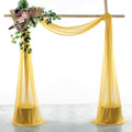 VDS Pack of 1 Panel (30 Inch X 50 Feet) Wedding Arch Draping Fabric Sheer Chiffon Fabric Drapery for Wedding Ceremony Reception Swag Backdrop Canopy Chuppah ARBO Altars Decoration (Gold)
