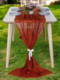MDS 5 Pack 10ft Chiffon Table Runner 29 x 120 Inches Sheer Wedding Runner Romantic Rustic Table Runner for Wedding Decorations, Birthday Parties, Bridal Shower Party Arch Decor - Terracotta