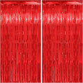 Christmas Decorations Red Streamers - Thicken 2 Pack 3.2 x 8.2 FT - Red Tinsel Foil Fringe Curtains Party Backdrop for Birthday, Casino, Carnival, Cherry, Hollywood Red Carpet Party Decorations