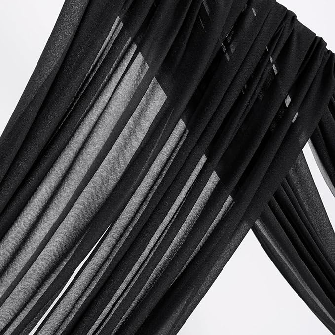 MLMW Wedding Arch Draping Fabric 1 Panel 29" x 20Ft Black Sheer Wedding Arch Backdrop Drapes Outdoor Curtain for Halloween Ceremony Party Background Ceiling Decor