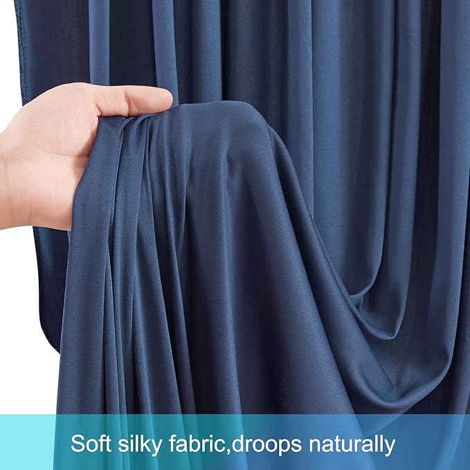 50ft x 12ft Navy Blue Backdrop Curtains Wrinkle Free Backdrop Curtain for Wedding Parties Blue Fabric Backdrops Drapes Back Drop Cloth Bridal Shower Stage Curtains Wedding Decorations for Reception