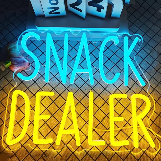 Snack Dealer Neon Sign Snack Bar Led Neon Sign for Wall Decor Dimmable Snacks Neon Light USB Powered Snacks Neon Light Sign for Party Decor