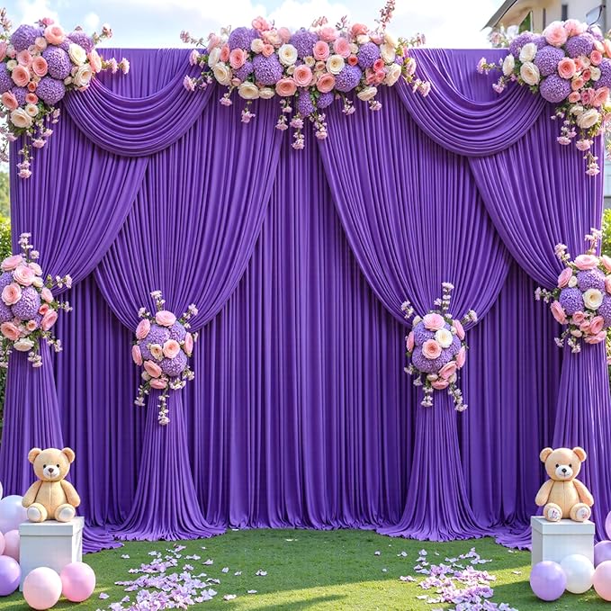 20ft x 12ft Purple Backdrop Curtains Wrinkle Free Backdrop Curtain for Wedding Parties Purple Fabric Backdrops Drapes Back Drop Cloth Bridal Shower Stage Curtains Wedding Decorations for Reception
