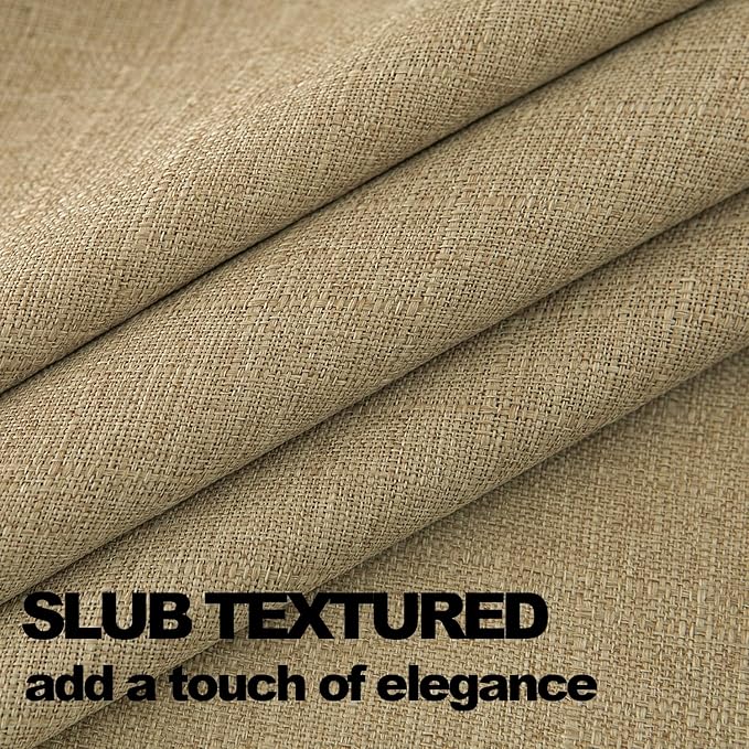 NLMUVW Round Linen Tablecloth 48 Inch, Tan Table Cloth Farmhouse Water Resistant Decorative Table Cover for Dining Kitchen Cafe Party
