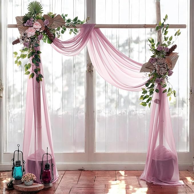 MDS Halloween Chiffon Draping Fabric - 1 Panel, 30" Wide x 40ft Long - Sheer Spooky Arbor & Canopy Drapery for Haunted House Backdrops, Party Ceilings, DIY Costumes & Themed Events - Mauva