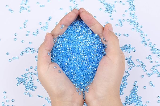 10000 pcs/Pack Wedding Table Scatter Confetti Crystals Acrylic Diamonds Vase Fillers 4.5 mm Rhinestones for Wedding, Bridal Shower, Vase Beads Decorations (Light Blue)