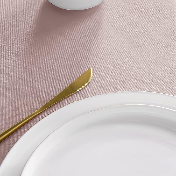 sancua Round Tablecloth - 120 Inch - Water Resistant Spill Proof Washable Polyester Table Cloth Decorative Fabric Table Cover for Dining Tables, Buffet Parties and Camping, Blush
