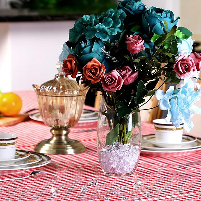 Hicarer 800 Pieces Diamond Decorations Acrylic Diamond Table Scatter Crystals for Table for Vase Fillers Party Decorations (20, 12, 10, 6, 3mm,Clear)