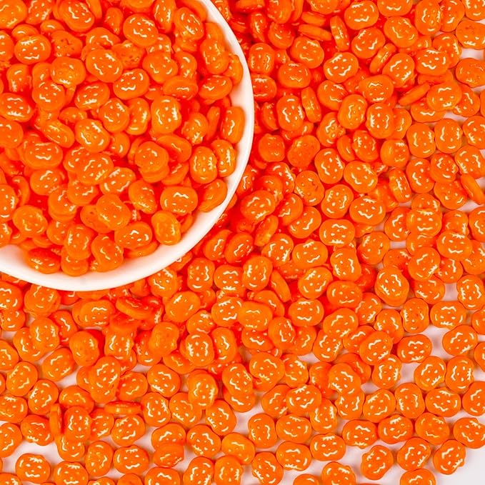 Edible Pumpkin Sprinkles for Cake Decorating, Halloween Orange Sugar Sprinkles, 150g/5.29oz, Perfect for Cake Decoration, Cupcake Decorations Ice Cream Toppings