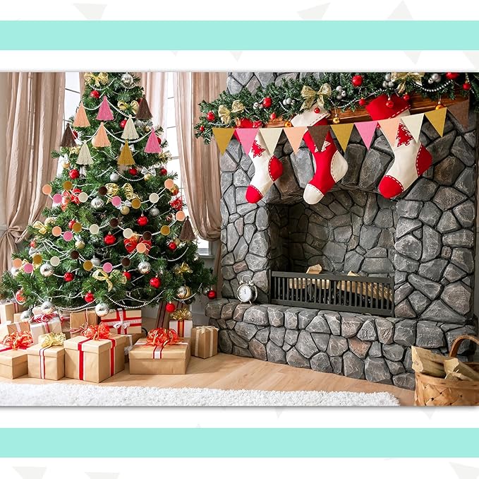 Irenare 9.8 ft Pom Pom Garland Felt Colorful Tassel Banner Christmas Party Pompoms Garland Decorations Felt Pennant Banner for Classroom Home Mantel Fireplace Birthday(Boho Color)