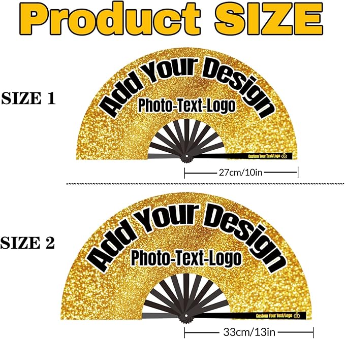 Custom Fans with Your Photo/Text - Personalized Folding Hand Fan for Line Dancing, Weddings, Parties | Decorative Gift for Women, Church Events & Dance Performances (200, 10 Inch)