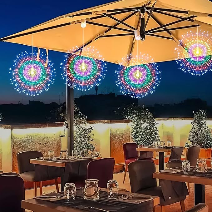 4 Pack Star String Lights Christmas Lights, 225 LED 8 Modes Dimmable with Remote Control, Waterproof Copper Wire Decorative Hanging Star Lights for Party Patio Garden Decoration (Multicolor)