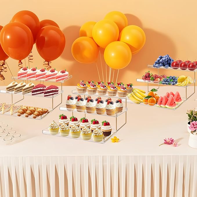 3 Tier Serving Tray Set for Entertaining, Acrylic Wedding Dessert Table Display Set, Cupcake Stand Buffet Risers for Birthday Party Baby Shower (Large)