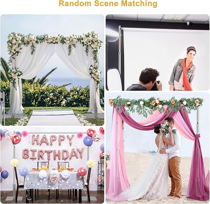 Jiang&Rong 10x10Ft Three Crossbar Backdrop Stand - Heavy Duty Adjustable Metal Frame with Drape Kit, Photographic Studio Backdrop Stand for Wedding, Birthday Party, Banquet Decorations, Events
