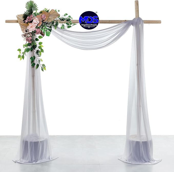 MDS Halloween Chiffon Draping Fabric - 1 Panel, 30" Wide x 50ft Long - Sheer Spooky Arbor & Canopy Drapery for Haunted House Backdrops, Party Ceilings, DIY Costumes & Themed Events - Cool Gray