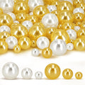 180PCS Cream Gold Beads for Centerpieces Vases, No Hole Polished Pearl Makeup Beads Mixed 8/14/20mm Sizes, Pearl Vase Fillers Table Scatters for Party Wedding Decor