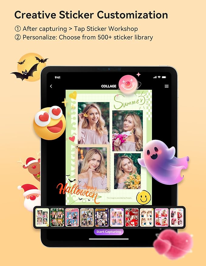 Photo Booth Stand for ipad Customized Logo Metal Selfie Photobooth Machine Fits 10.2", 10.9", 12.9" iPads, Provide Cyratok Software and Music Sync for Events,Rentals & Business Use(Flight Case)
