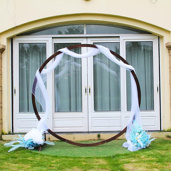 7.5FT Circle Wood Arch for Wedding Ceremony Arbor Backdrop Stand for Garden Wedding Parties