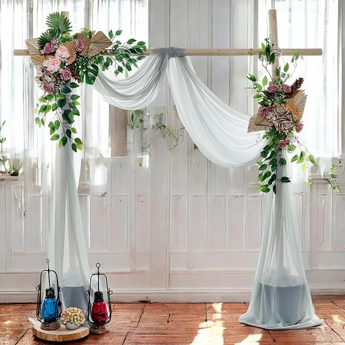 MDS Halloween Chiffon Draping Fabric - 2 Panel, 30" Wide x 20ft Long - Sheer Spooky Arbor & Canopy Drapery for Haunted House Backdrops, Party Ceilings, DIY Costumes & Themed Events - Gray