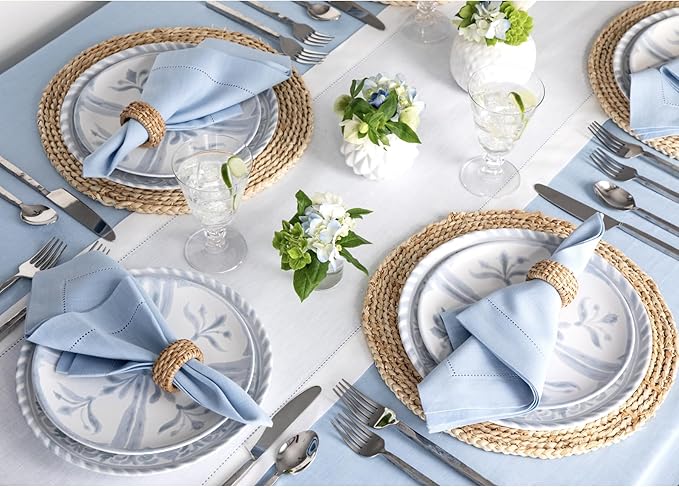 Solino Home Linen White Table Runner 48 Inches - Classic Hemstitch, 100% Pure Linen Coffee Table Runner 14 x 48 Inch Ideal for Dresser Tables - Fall, Autumn, Halloween, Thanksgiving, Holiday