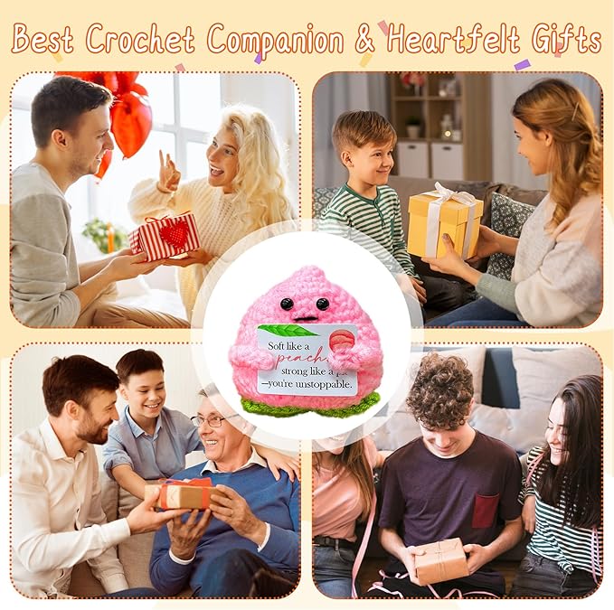 Emotional Support Crochet Peach,Lovely Gift for Friends,Mom,Dad,Grandpa,Grandma,Colleagues,Classmates,Graduation Gift,Emotional Support Crochet,Home Office Decoration