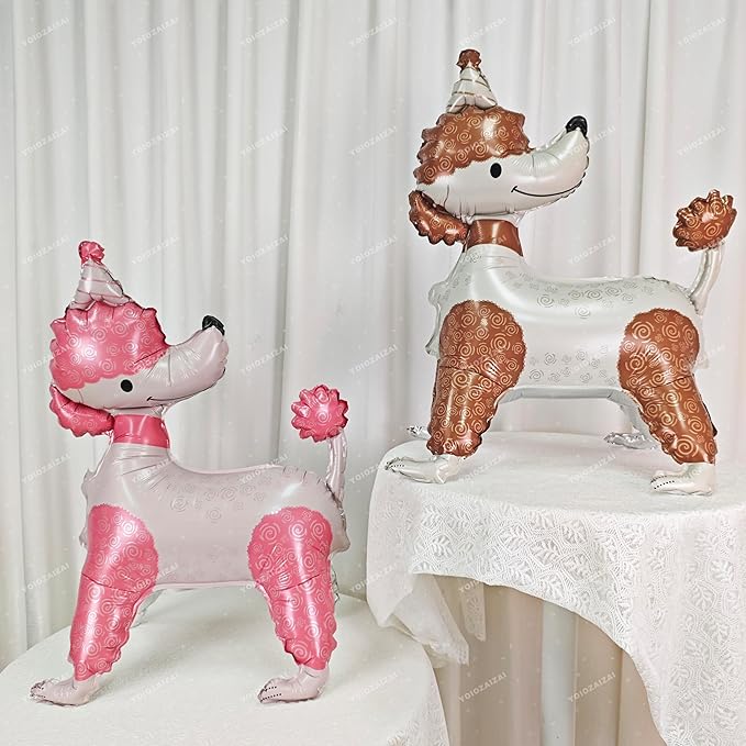 2PCS Self Standing Dog Animal Balloons Teddy Dog Cute Pet Puppy Birthday Foil Balloon For Kids Gift Animal Dog Themed Birthday Baby Shower Pet Party Decorations Supplies