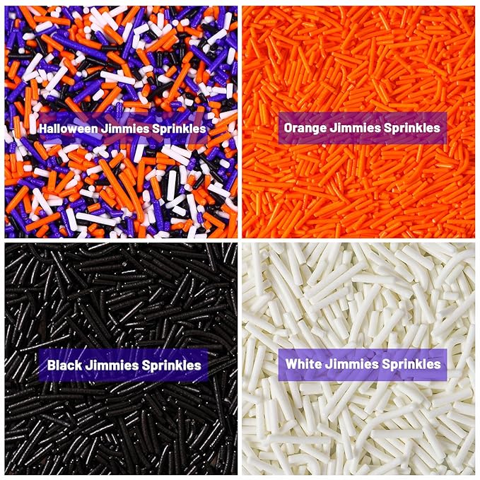Edible Black Sprinkles, Jimmies Sprinkle, Black Sprinkles for Baking, Cake, Cupcake, Cookies, Donut, Perfect for Halloween(120g/4.23oz)