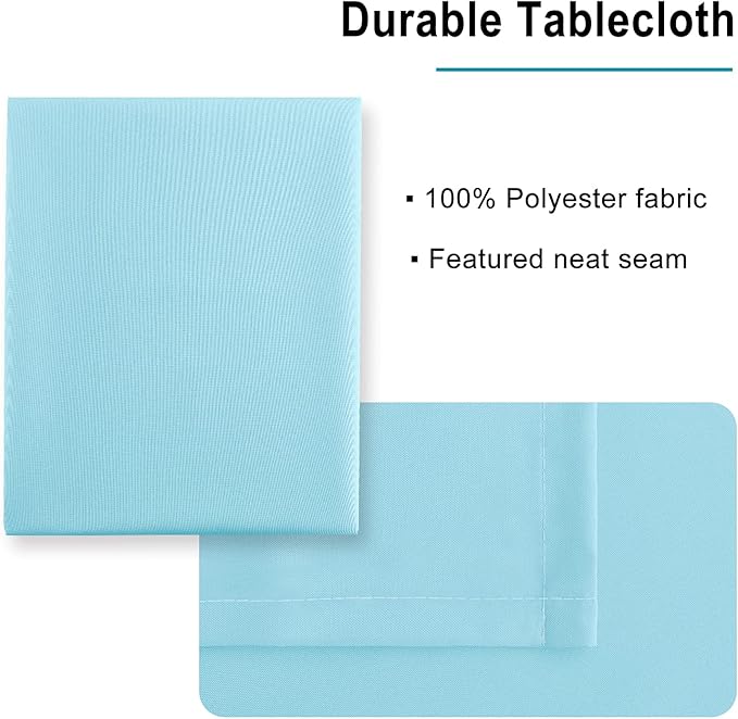 Hiasan Waterproof Tablecloth Rectangle - Washable Fabric Table Cloth for Dining Room Kitchen Birthday Party and Outdoor Use, Sky Blue, 54 x 108 Inch