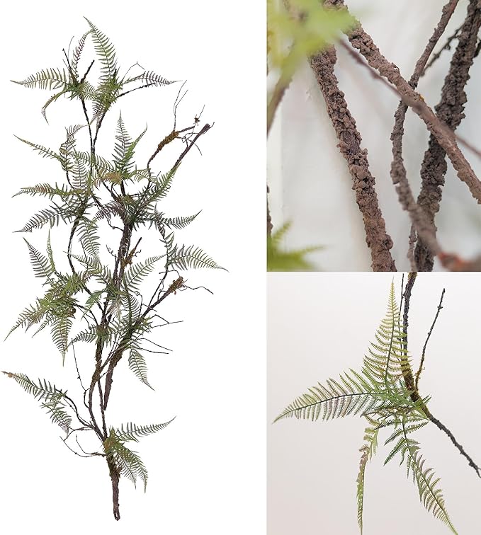 78.7 in Height Set of Artificial Tree Branches with 4pcs Persian Fern Leaves Fake Tree Vines Trunk Twigs Silk Moss Green Plants for Wall Hanging Home Wedding Backdrop Room Shop Decoration