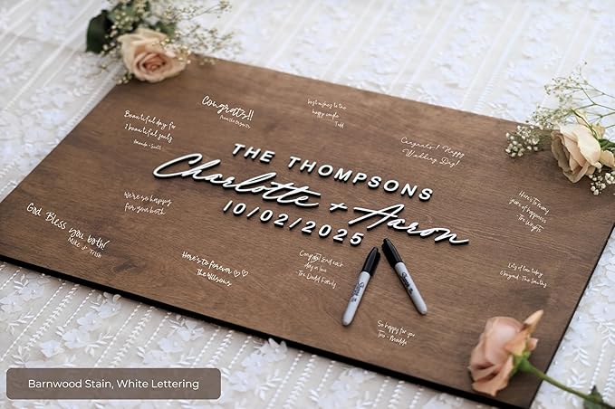 Personalized Last Name Guest Book, Unique Guest Book Sign, Custom Alternative Guest Book, Wooden Guest Book, Wedding Ceremony Guestbook Sign (Design 6)