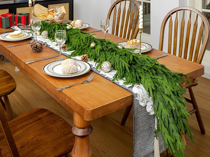 72" Extra Full Norfolk Pine Garland Realistic Christmas Garland Cedar Garland for Mantle Stairs Table Wall Fireplace Indoor Outdoor Xmas Christmas Decor Decorations
