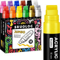 12 Colors Jumbo Markers, 15mm Jumbo Felt Tip, Acrylic Paint Markers for Rock Painting, Poster, Stone, Ceramic, Glass, Wood, Canvas
