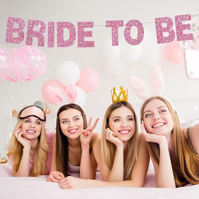 BEISHIDA 116 PCS A-Z Glitter Pink DIY Letter Banner Kit Make Your Own Banner，Including 111 Letters and Numbers 3 Rope and 2 Threading Device,Customized for Birthday Graduation Wedding Party Decor
