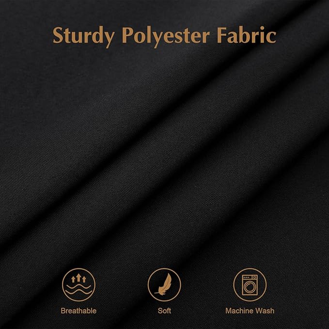 2 Pack Round Table Cloth 48 Inch Black Tablecloth Washable Polyester Solid Dining Table Cover for Birthday Party Dinner Holiday Outdoor Indoor