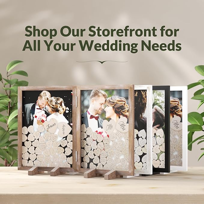 GLM Guest Book Alternative with Sign, 160 Hearts and 4 Large Hearts, Guest Book for Reception, Wedding Decor (White)