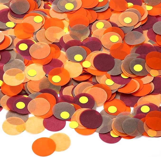 Skylety 1 Inch Thanksgiving Confetti for Table Decorations Orange Autumn Thanksgiving Party Decorations for Friendsgiving Harvest Party Supplies, 60g of Pack